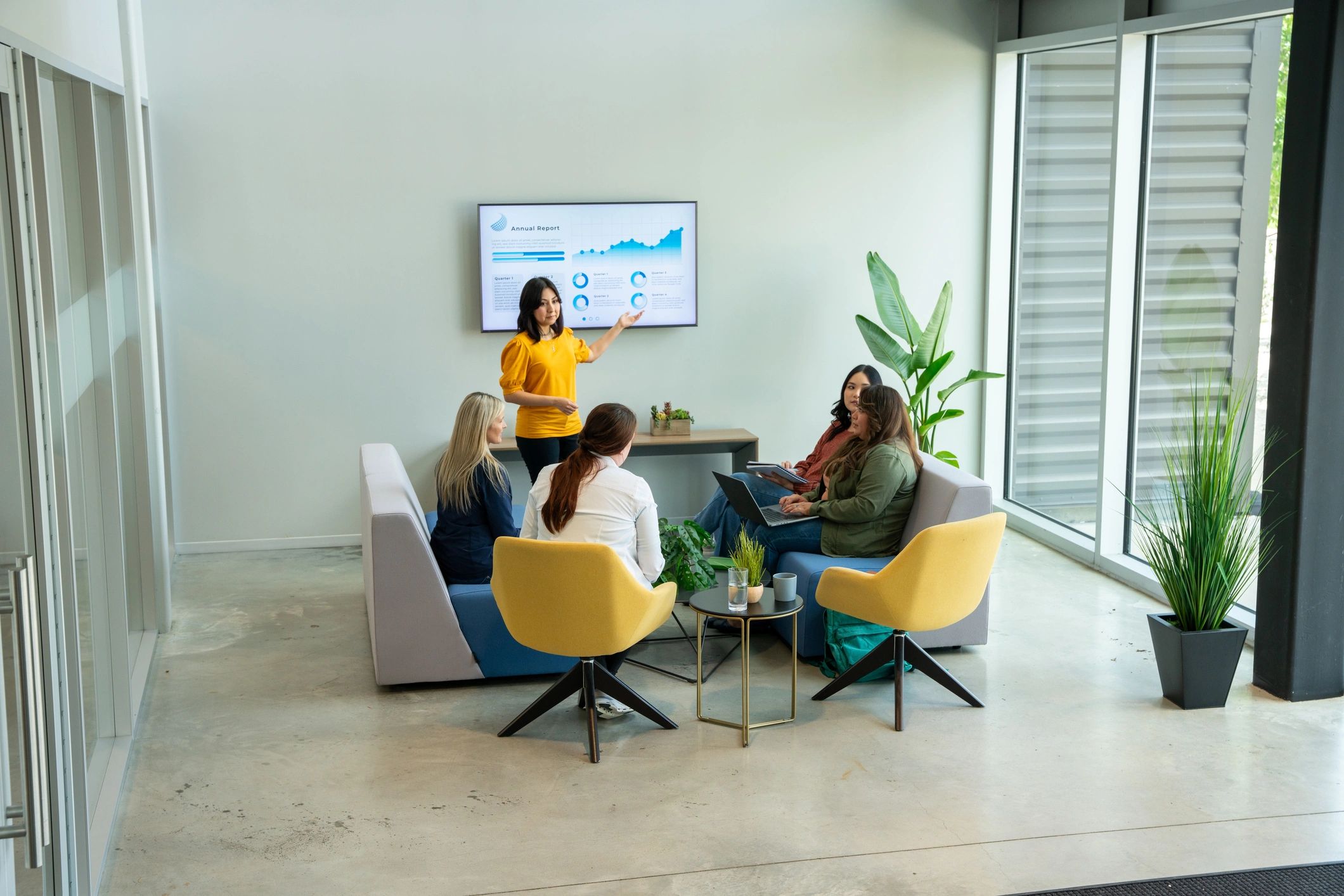 Business team meeting in a bright office